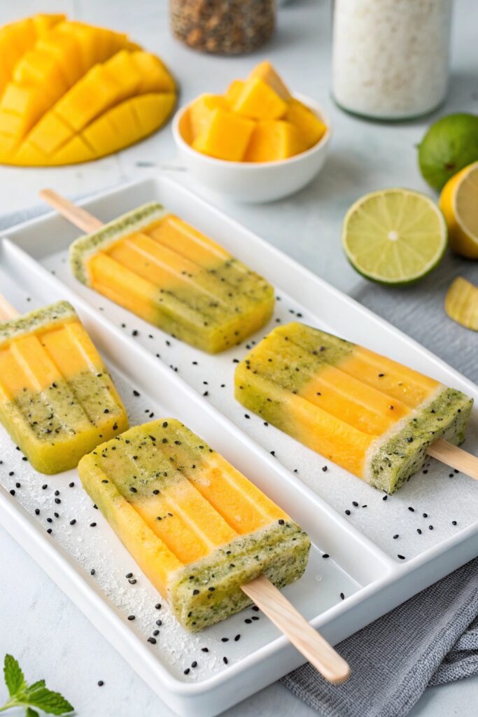 tropical mango chia popsicles