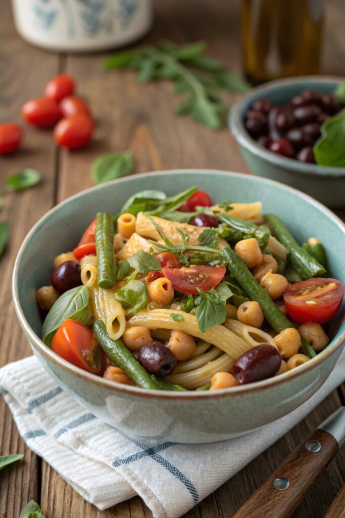 mediterranean bean pasta delight