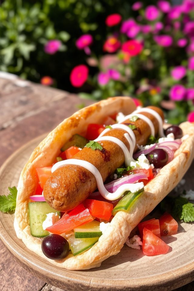 mediterranean flavored hot dog