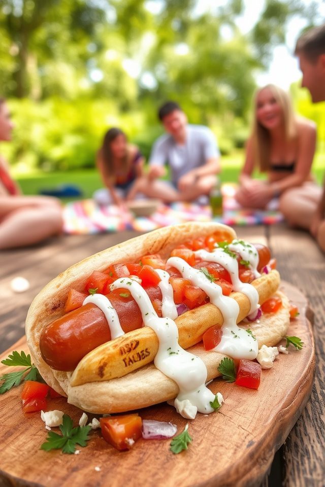 mediterranean inspired hot dog