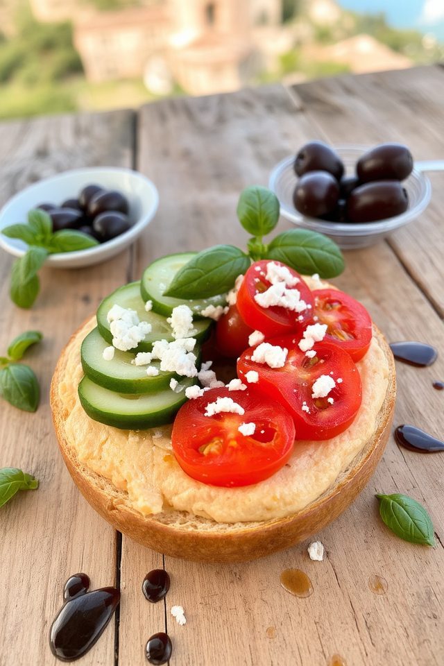 mediterranean veggie bagel delight