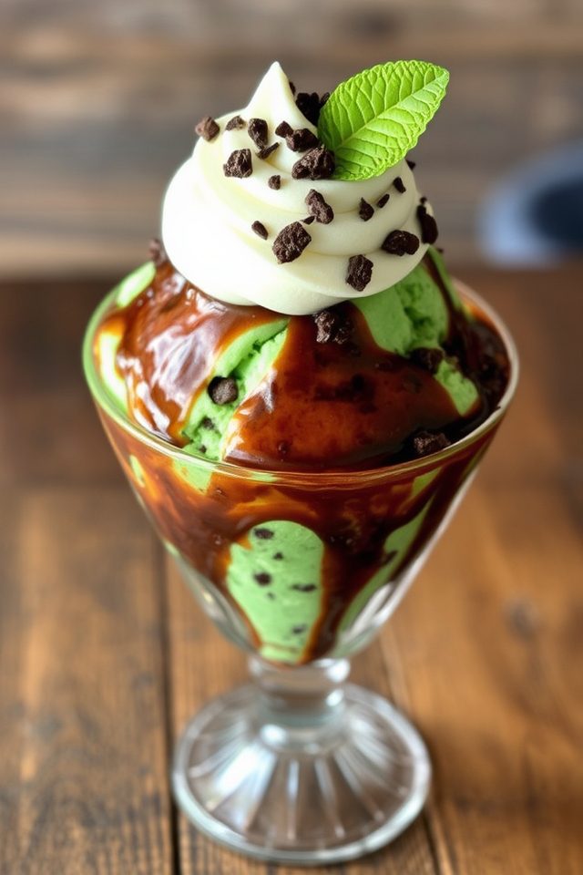 minty chocolate fudge sundae