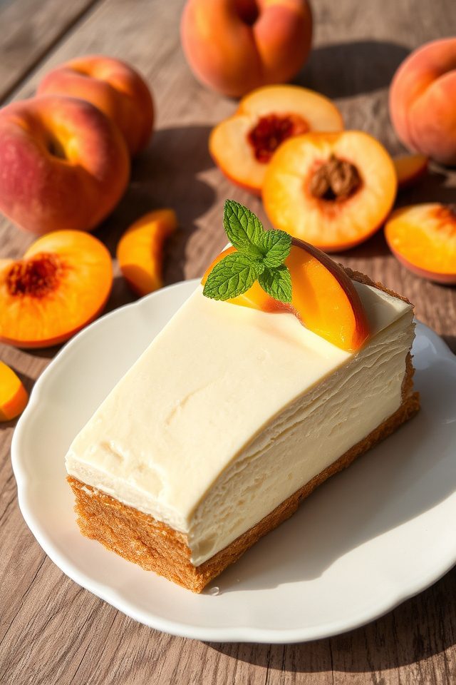 no bake peach cheesecake delight