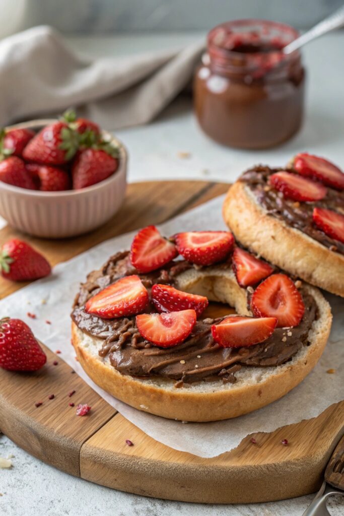 nutella strawberry bagel delight