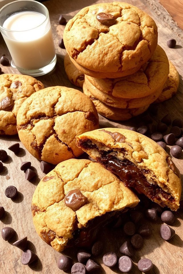nutella filled chocolate chip cookies