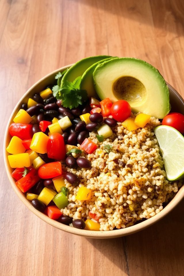 nutritious bean quinoa bowl