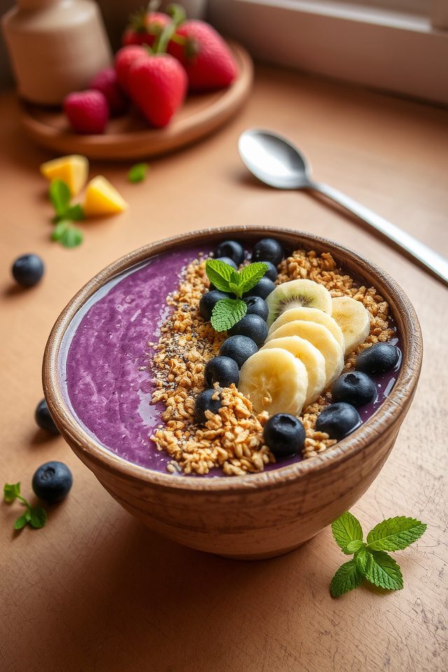 nutritious blueberry smoothie bowl