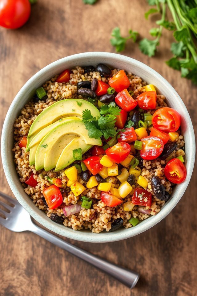 nutritious quinoa black bean bowl