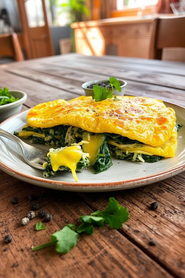 nutritious spinach cheese omelette