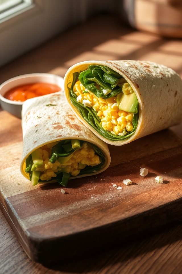 nutritious spinach egg wrap