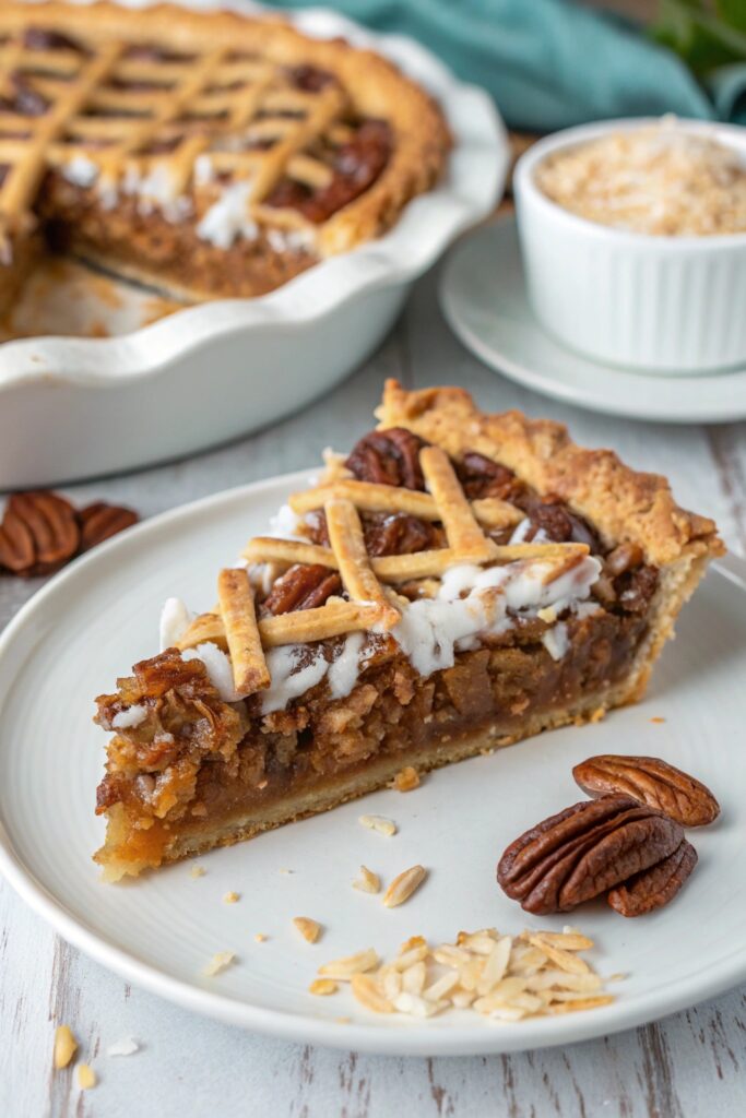 coconut infused pecan pie delight