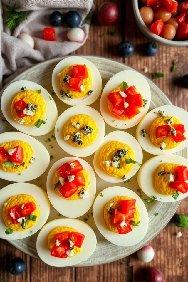 patriotic colorful deviled eggs