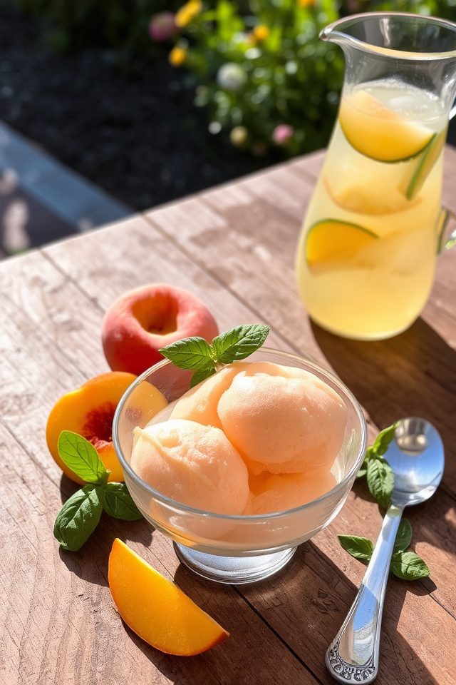 peach basil frozen dessert
