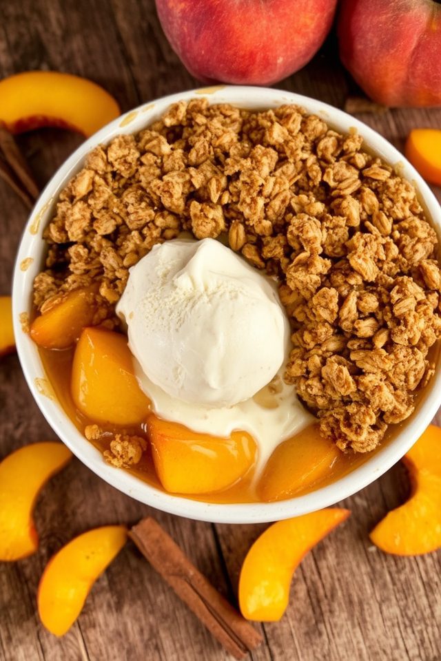 peach crisp with oat topping