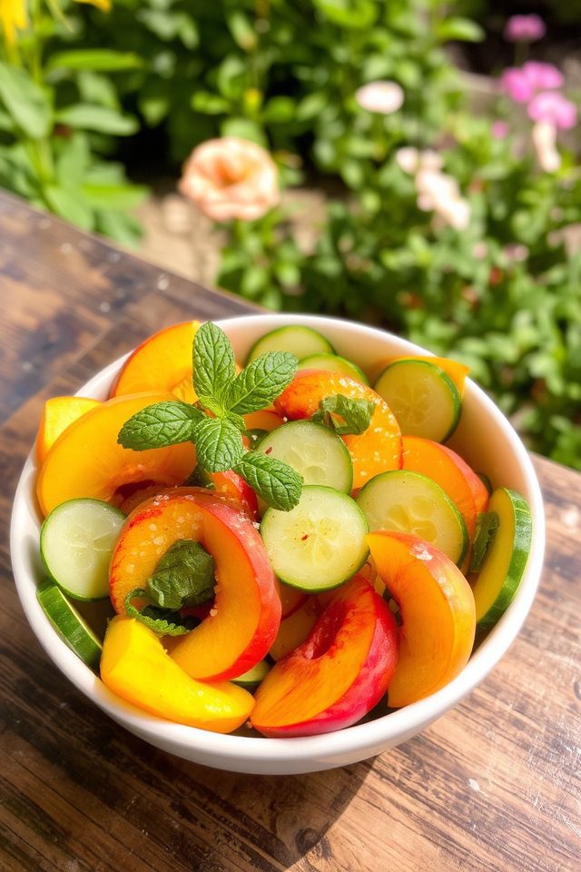 peach cucumber summer salad