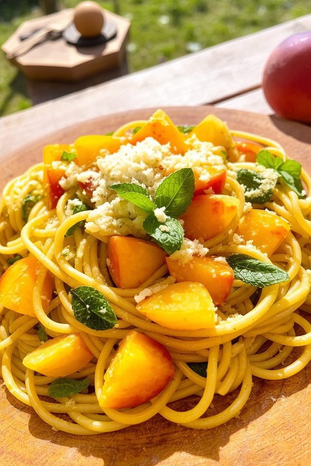 peach mint pesto pasta