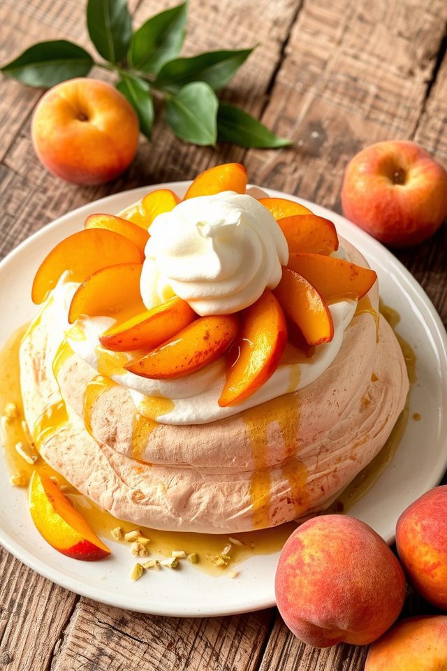 peach pavlova summer delight