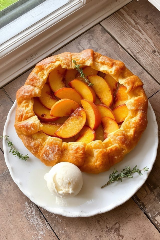 peach thyme tart dessert