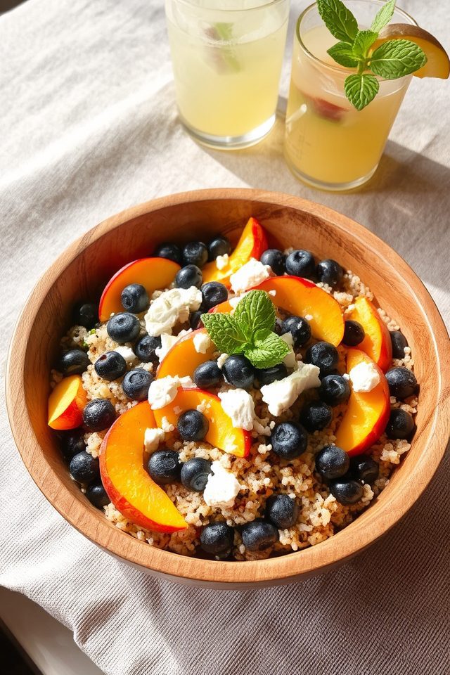 peachy blueberry quinoa delight