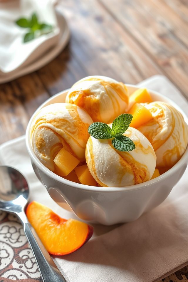 peachy vanilla ice cream delight