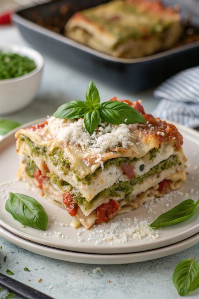 creamy pesto chicken layers