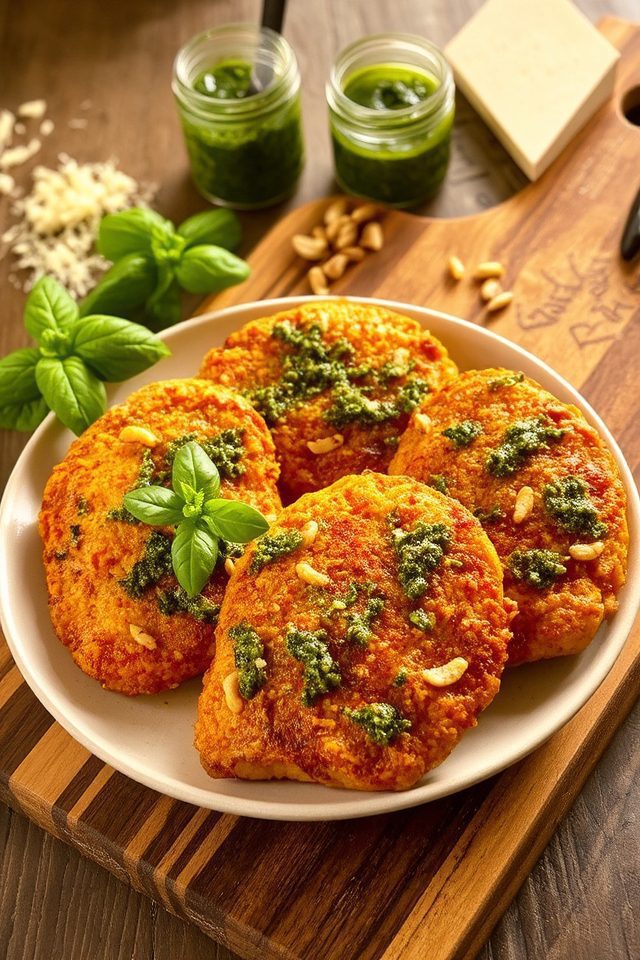 pesto infused crispy fried chicken