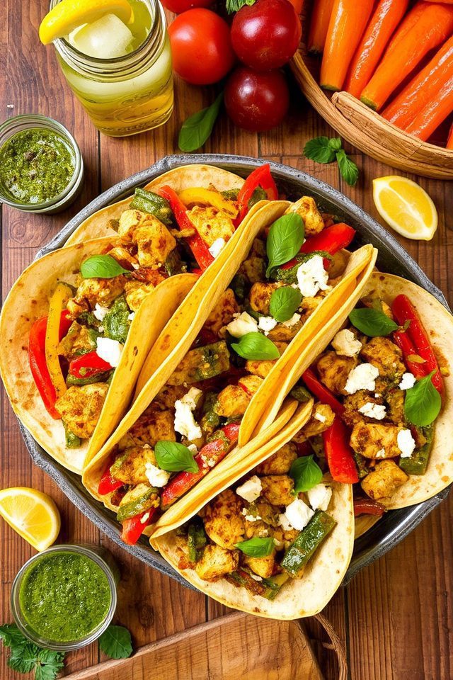 pesto marinated chicken fajitas