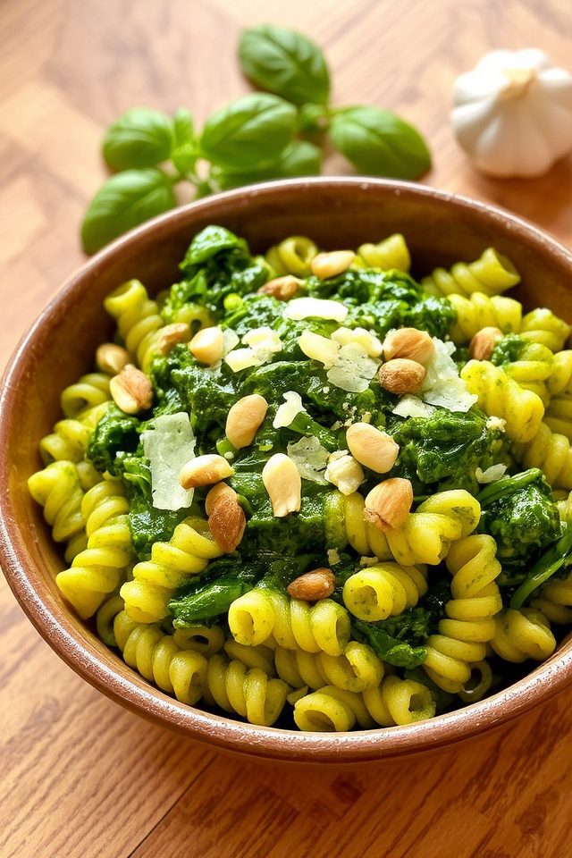 pesto spinach macaroni delight