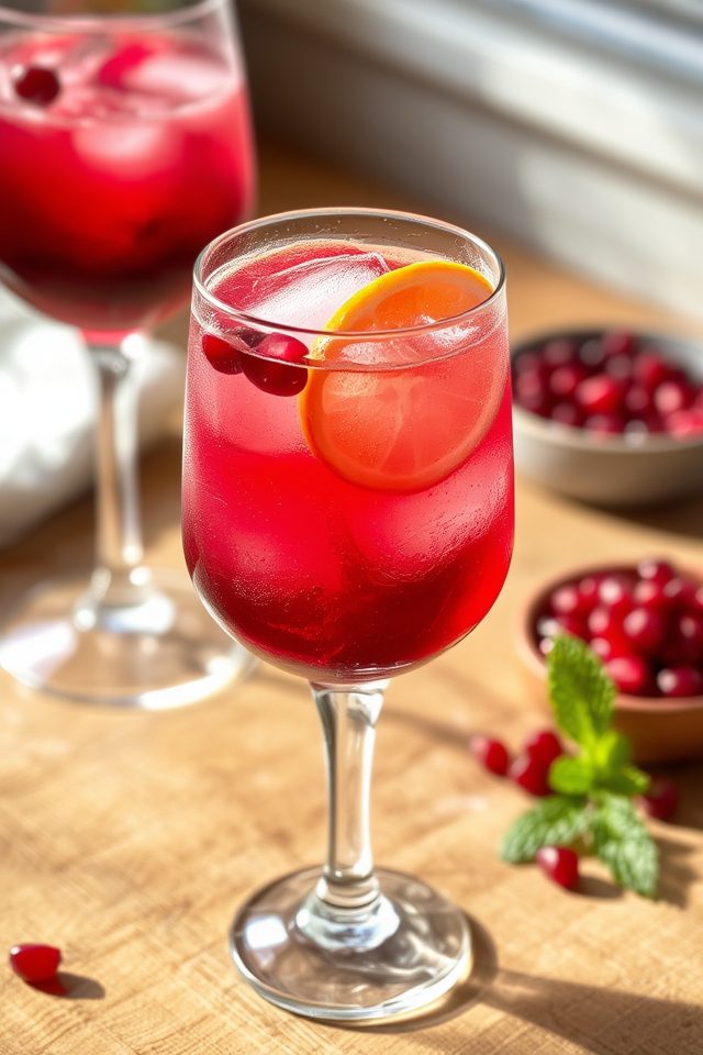 pomegranate wine cocktail spritz