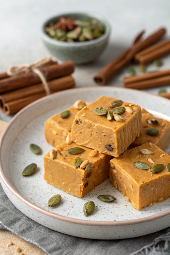 fall inspired pumpkin spice fudge