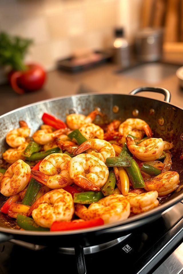 quick shrimp vegetable stirfy