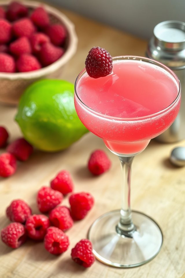 raspberry lime rum cocktail