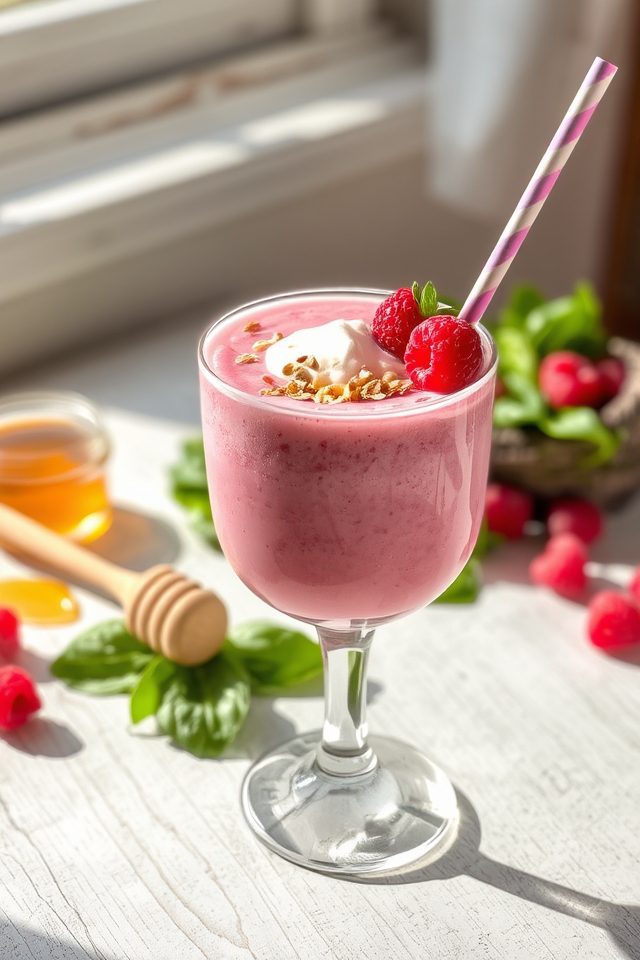raspberry smoothie with spinach