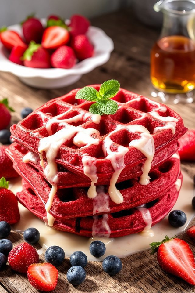 red velvet waffle delight