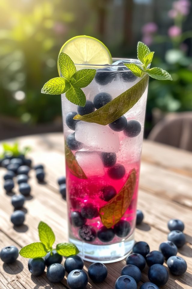 refreshing blueberry mint cocktail