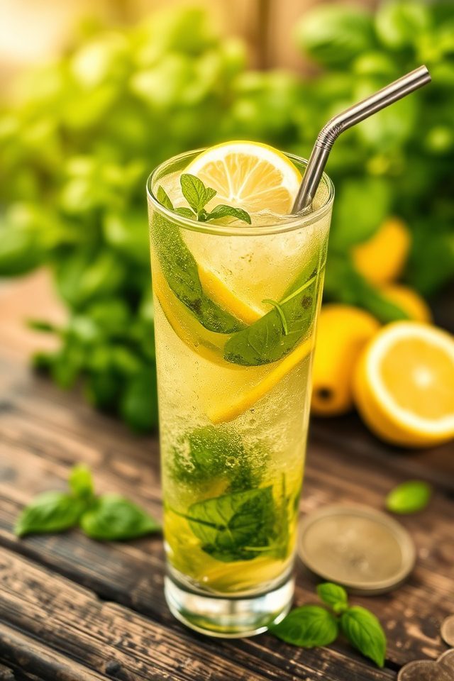 refreshing lemon basil cocktail
