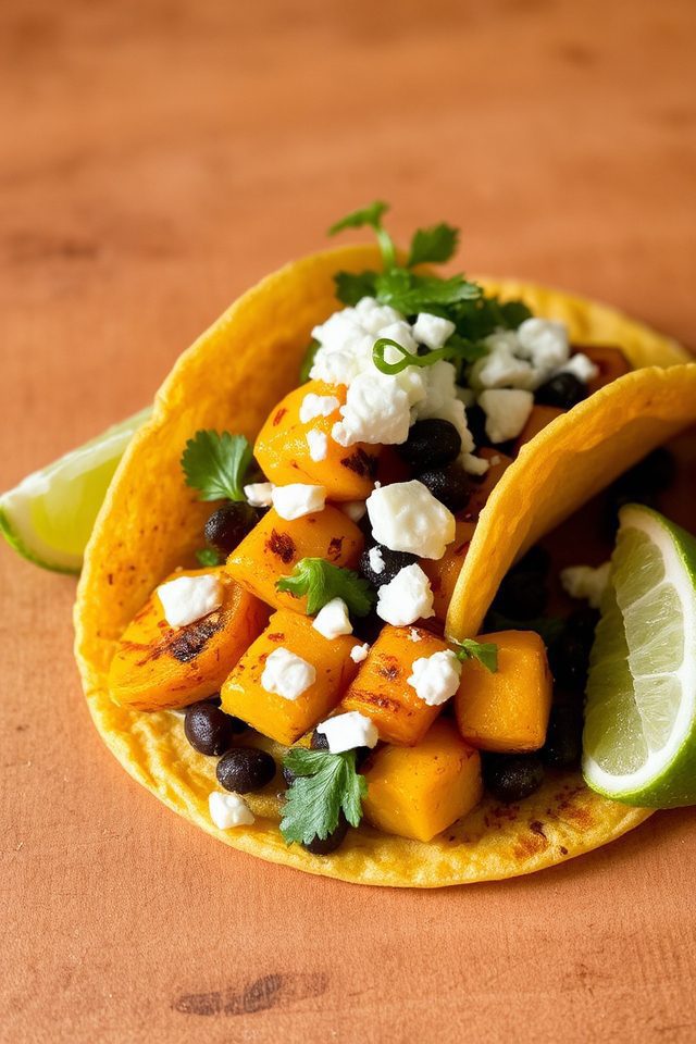 roasted squash black tacos