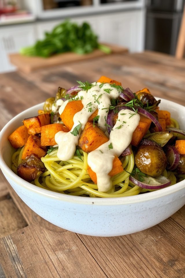 roasted vegetable noodle bowl