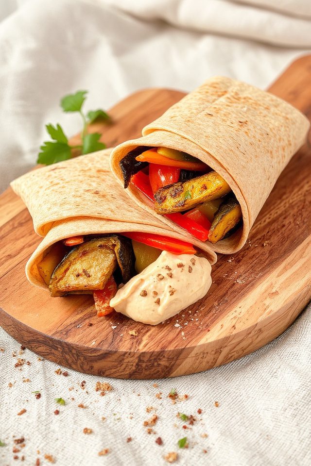 roasted veggie hummus wrap