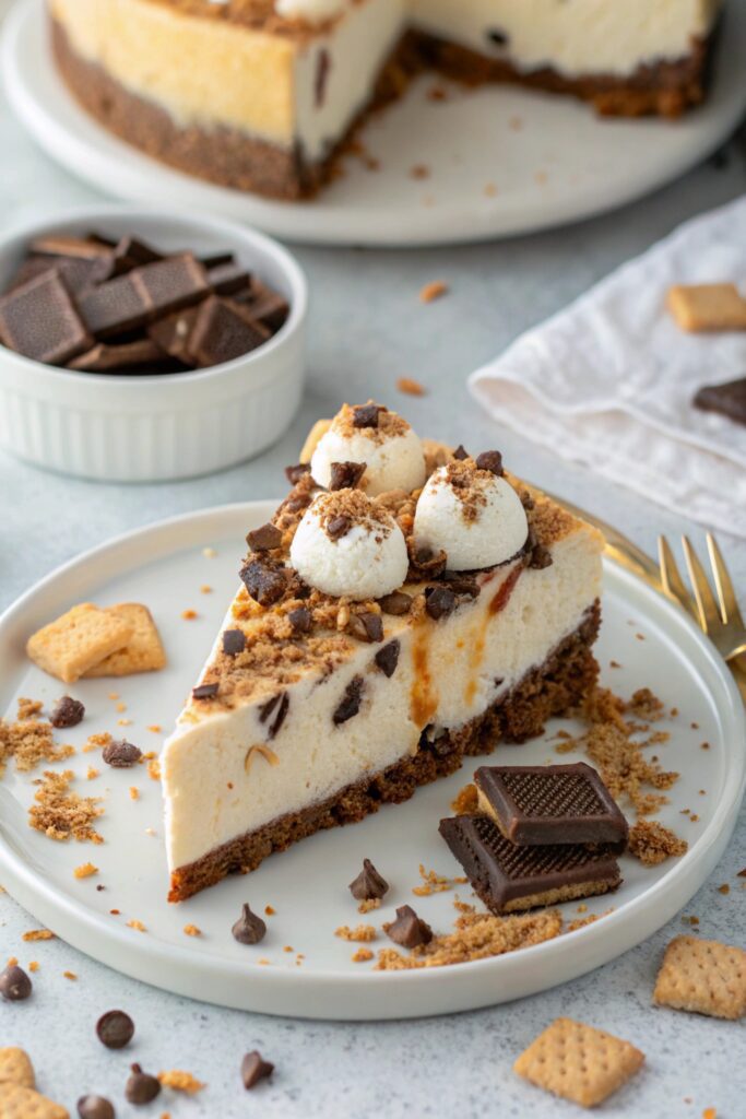 s mores cheesecake with toppings