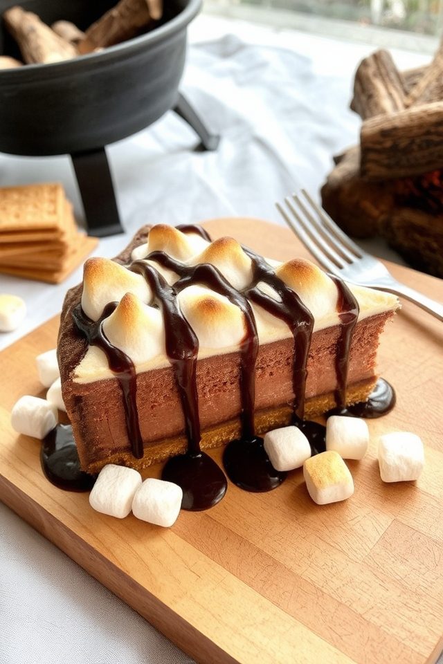 s mores cheesecake with ganache