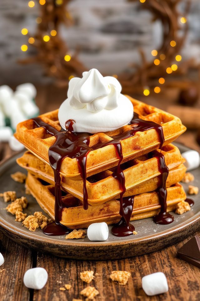 s mores waffles with marshmallow cream
