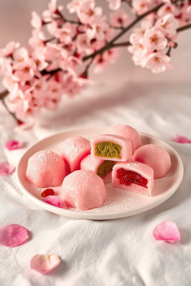 sakura infused chewy rice cake