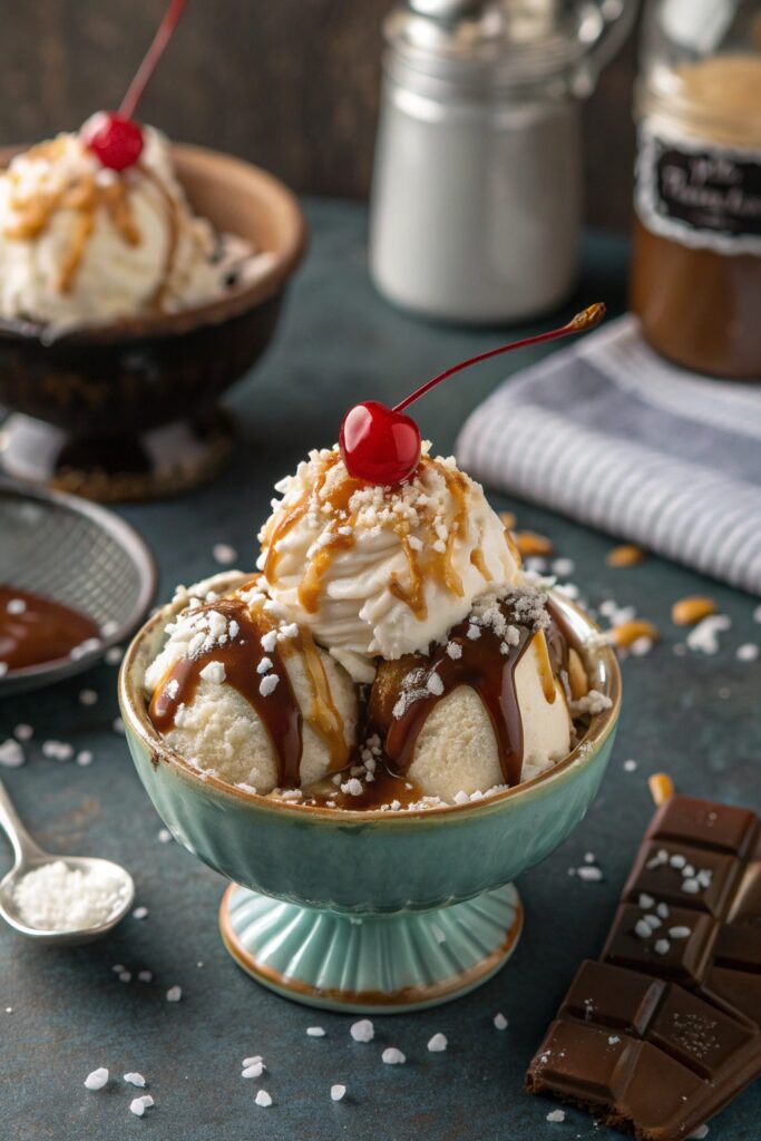 Salted Caramel Hot Fudge Sundae