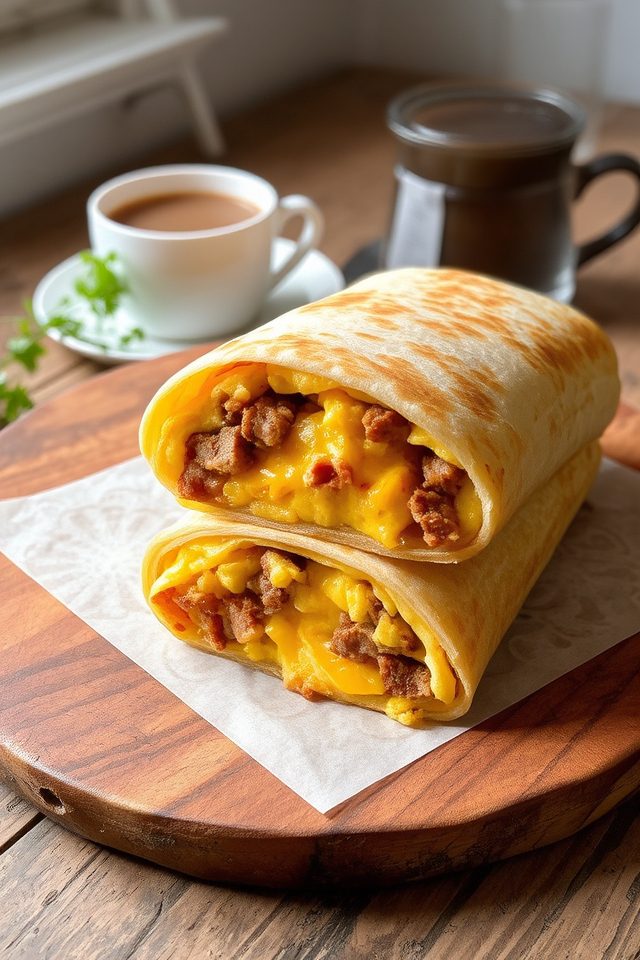 sausage breakfast burrito delight
