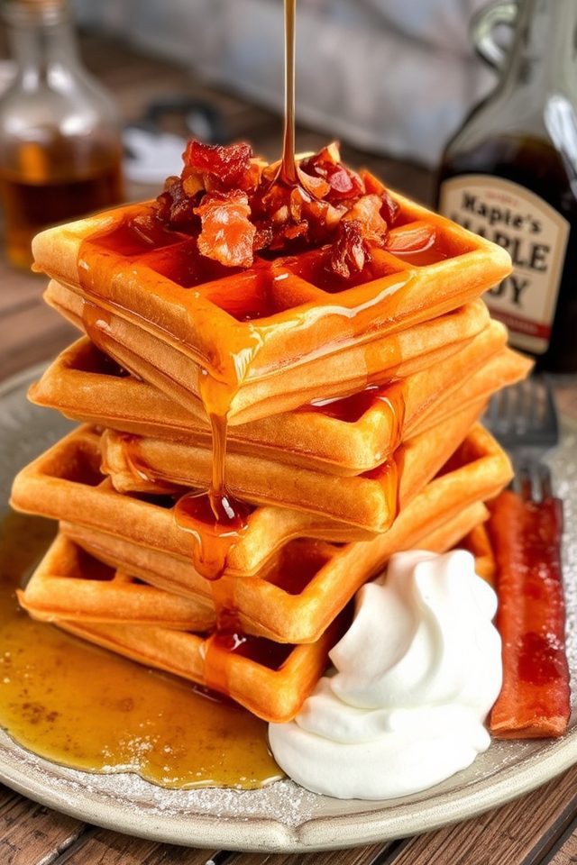 savory maple bacon waffles