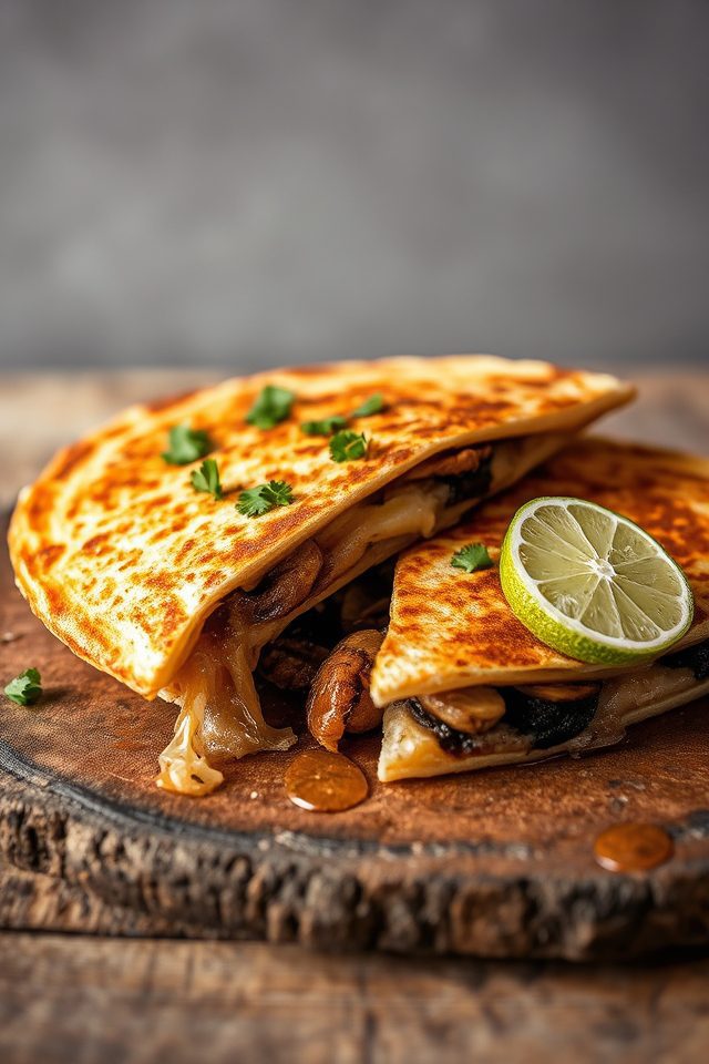 savory mushroom cheese quesadillas