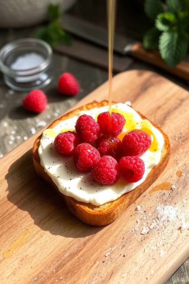 savory ricotta raspberry toast