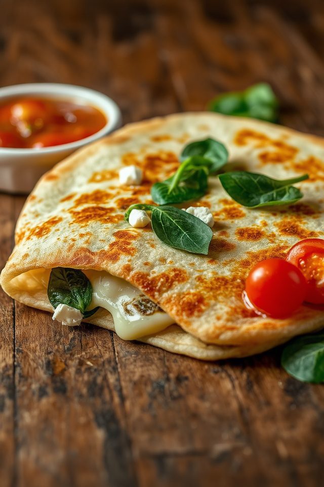 savory spinach feta quesadillas