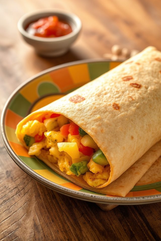 scrambled eggs breakfast burrito